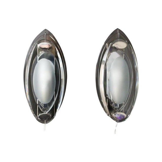 Sconces in Crystal Glass in the style of Max Ingrand and Fontana Arte, 1960s, Set of 2 For Sale - Image 16 of 16