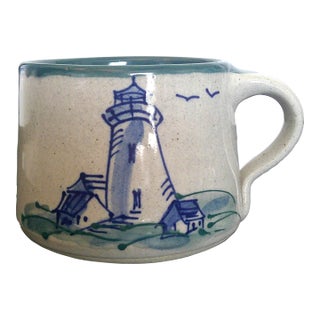 Great Bay Pottery N Hampton, Nh Lighthouse Mug Hand Made Stoneware Model 2808 For Sale