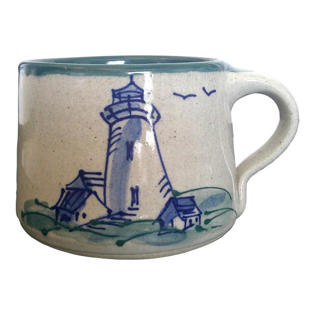 Great Bay Pottery N Hampton, Nh Lighthouse Mug Hand Made Stoneware Model 2808 For Sale