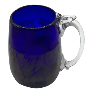 Vintage Andres & Chapman Cobalt Blue & Gold Studio Art Hand-Blown Glass Mug