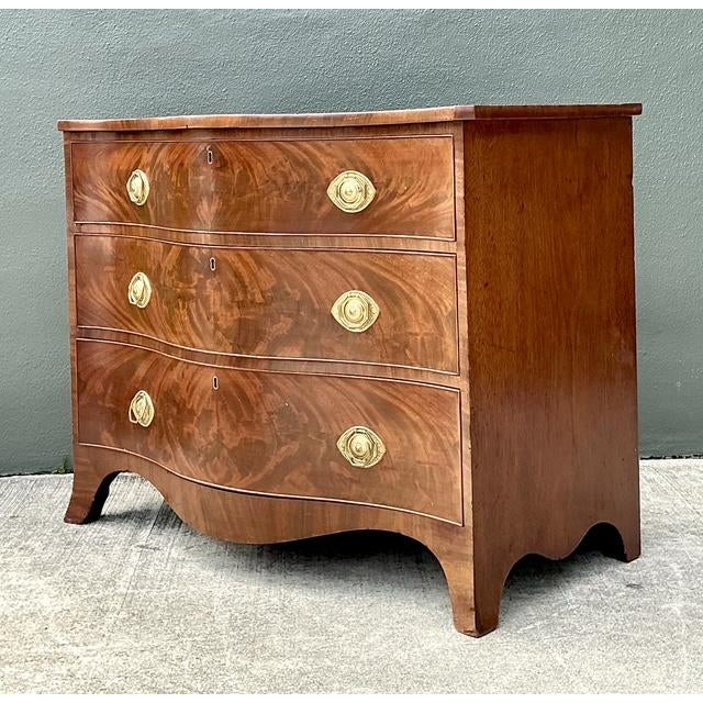 Vintage George 111 Serpentine Commode For Sale In West Palm - Image 6 of 12