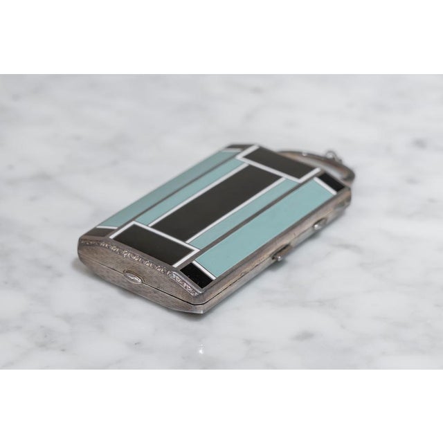Aqua Art Deco Vanity Box in Enamel, 1920 For Sale - Image 8 of 9