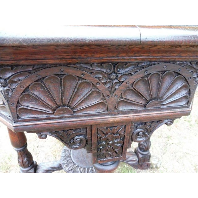 Brown Antique Regency Carved Country Oak Occasional Table, 1800 For Sale - Image 8 of 14