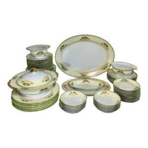 65 Piece Early 20th Century Green Dinnerware Set by Meito China, Japan