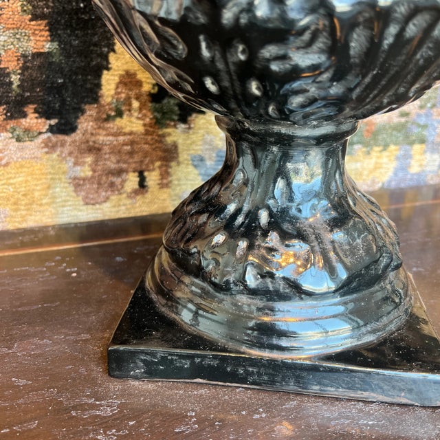 Ceramic Italian Hand Painted Black Ceramic Urn With Lid For Sale - Image 7 of 13