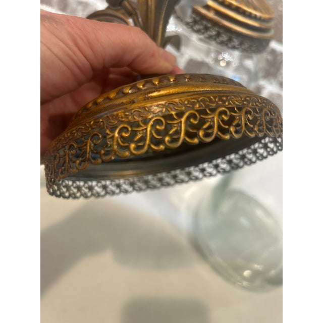 Traditional Late 20th Century Glass Canisters With Gold and White Porcelain Flowers For Sale - Image 3 of 6