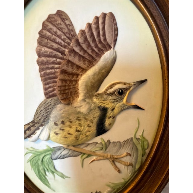1950s 1950s Boehm Porcelain Fledgling Wall Art Bas-Relief Oval Frame For Sale - Image 5 of 9
