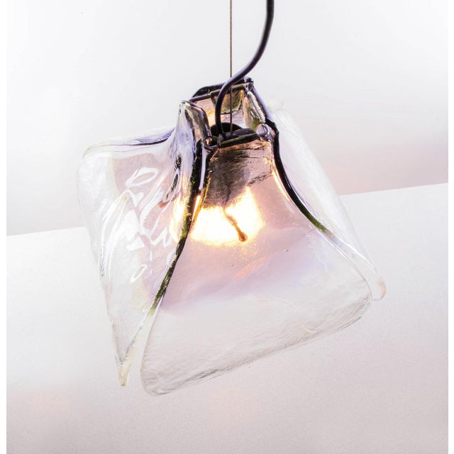 Mid-Century Modern Tulip Pendant Lamp in Plum and Clear Murano Glass by Carlo Nason for Mazzega, Italy, 1960s For Sale - Image 3 of 8