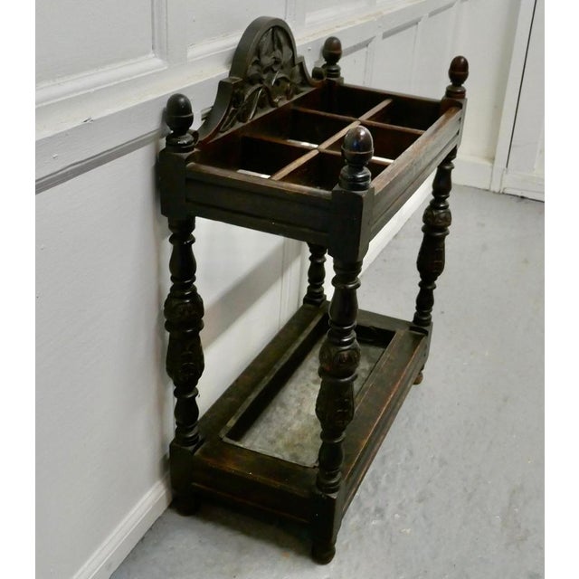 Victorian Carved Oak Stick Stand & Matching Mirror Set, 1860, Set of 2 For Sale - Image 6 of 10