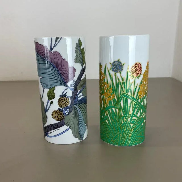 Rosenthal Floral Vases by W. Bauer and A. Le Foll for Rosenthal, Germany, 1980s, Set of 2 For Sale - Image 4 of 18
