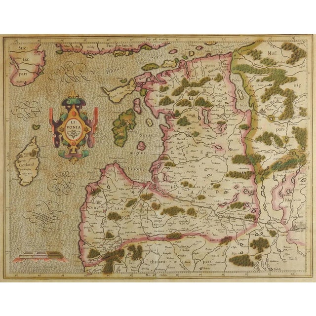 17th Century Circa 1620 Map of Livonia Baltic States For Sale - Image 5 of 5