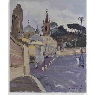 Wang Cun Yu, View of Trinità dé Monti, Rome, 2017, Oil Painting on Canvas For Sale