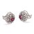 Mid Century 2.00 Carat Pink Tourmaline Diamond 18k White Gold Cluster Earrings, Pair For Sale - Image 4 of 6
