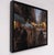 The artwork captures a bustling Madrid street scene enveloped in the soft glow of evening light, where figures navigate...