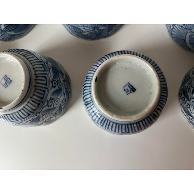 Antique Japanese Blue and White Teacups - Set/Collection of 12 - For Sale - Image 11 of 18