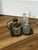 Vintage 4-Piece Glass and Metal Condiment Cruet Set - 5 pcs For Sale In New York - Image 6 of 9