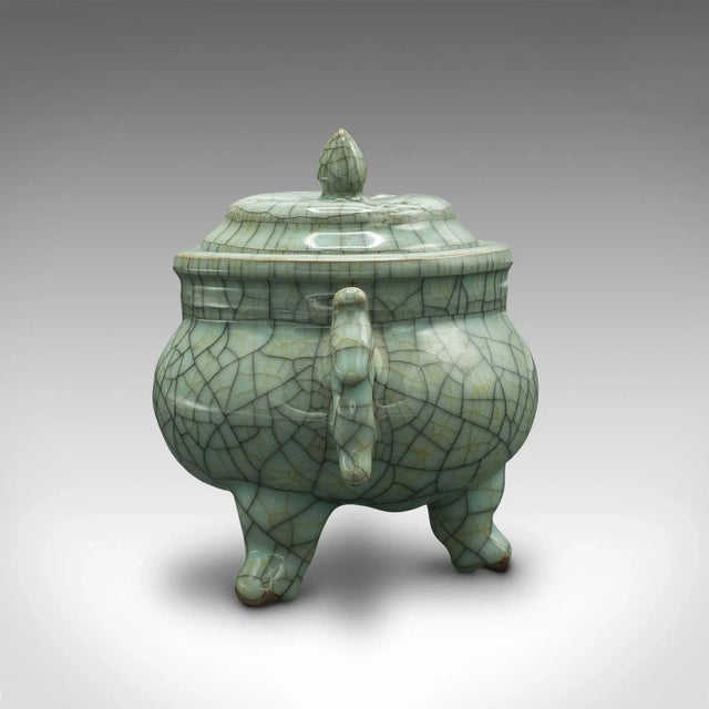 1940s 1940s Vintage Art Deco Chinese Celadon Oriental Censer For Sale - Image 5 of 13