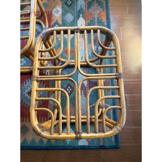 Late 20th Century Vintage Rattan Fretwork Side Tables, Pair For Sale - Image 5 of 8