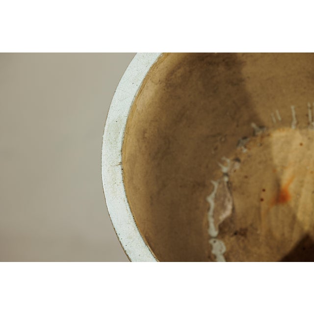 "About the Item A large vintage Chinese ceramic planter featuring a soft white crackle glaze with pale undertones and...