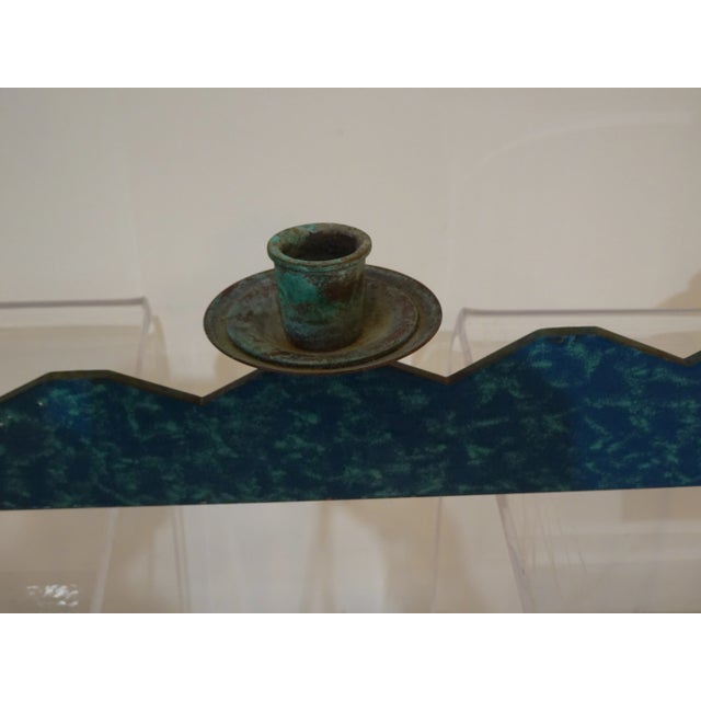 Memphis Copper Enameled Steel Candle Stick Center Piece For Sale In Cincinnati - Image 6 of 10