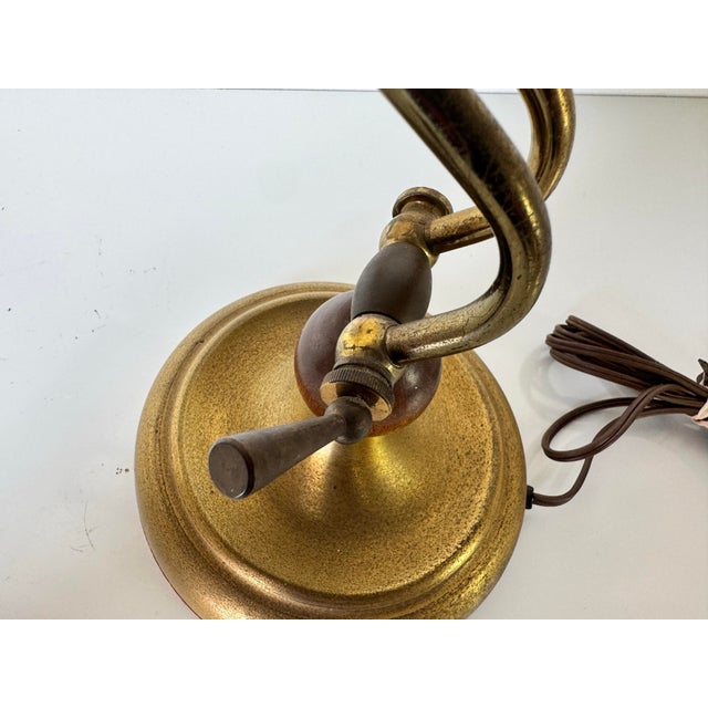 Mid-Century Modern Vintage Brass Adjustable Student/Piano Desk Lamp With Perforated Shade For Sale - Image 3 of 12