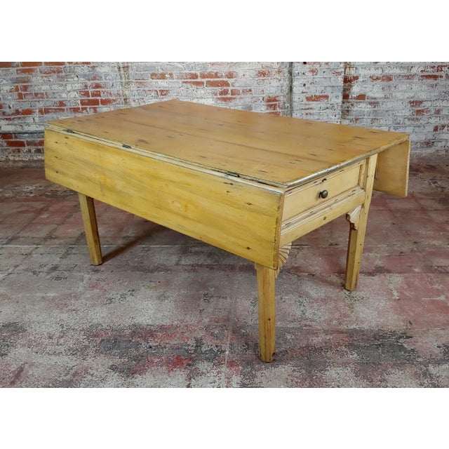19th Century 19th Century French Farmhouse Pine Drop Leaf Dining Table For Sale - Image 5 of 13