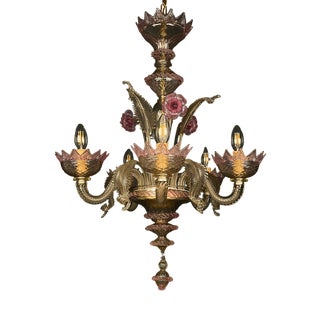 Murano Chandelier in Pink and Clear, Italy, 1980s For Sale