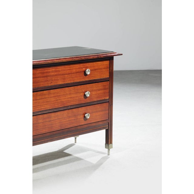 Chest of drawers mod. D154 Wooden structure, mirrored glass top and brass details. Prod. Sormani, 1960s Bibl.: Domus n.42,...