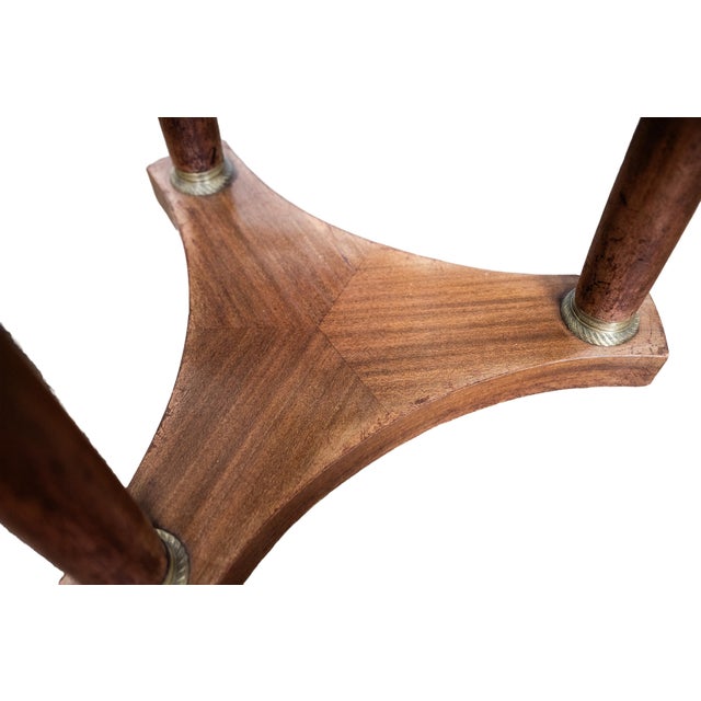 French Empire Round Table or Gueridon of Walnut With Marble Top For Sale - Image 10 of 10