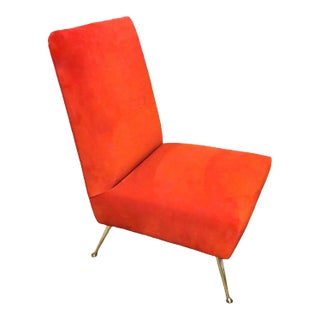 1960s Zanuso Marco Style Italian Chair in Red Velvet For Sale