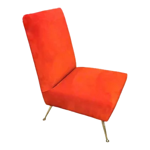 1960s Zanuso Marco Style Italian Chair in Red Velvet