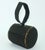1940's Lin Bren compact handbag in a barrel shape designed with gold tone metal and black satin fabric accented by a gold...