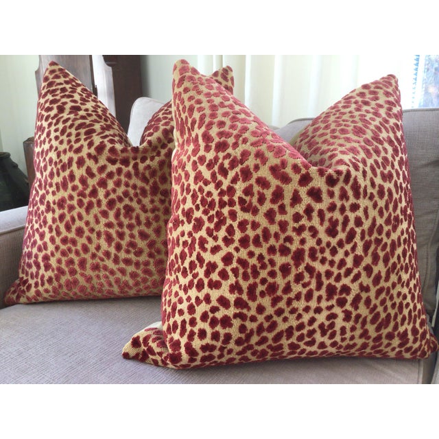 Not Yet Made - Made To Order Cowtan and Tout “Ocelot” in Red and Tan Plush Pillows - a Pair For Sale - Image 5 of 5