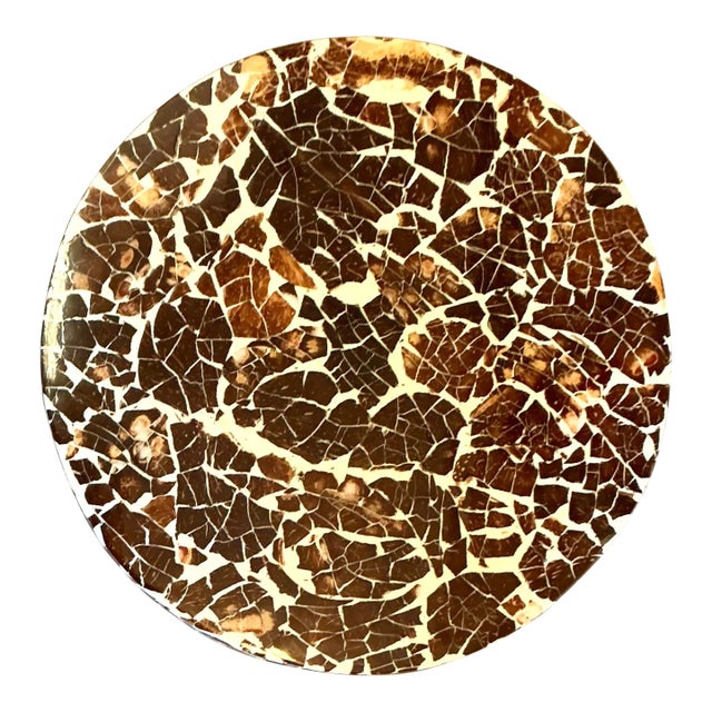 Vintage Boho Lacquered Coconut Shell Lazy Susan For Sale