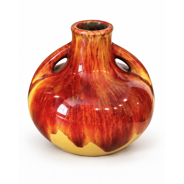 Mid-Century Modern Set of 2, French Puisaye Art Pottery Vases by Jean Maubrou For Sale - Image 3 of 5