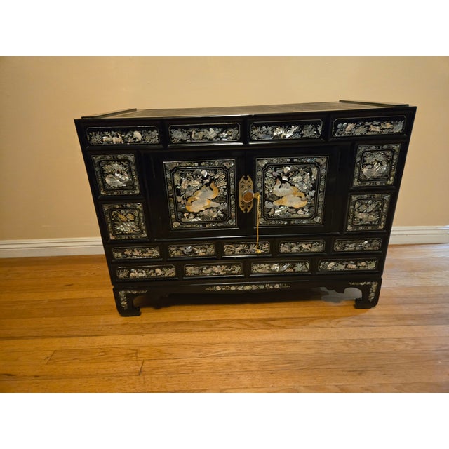 Vintage Korean Mother-of-Pearl Inlay Cabinet For Sale In Los Angeles - Image 6 of 10