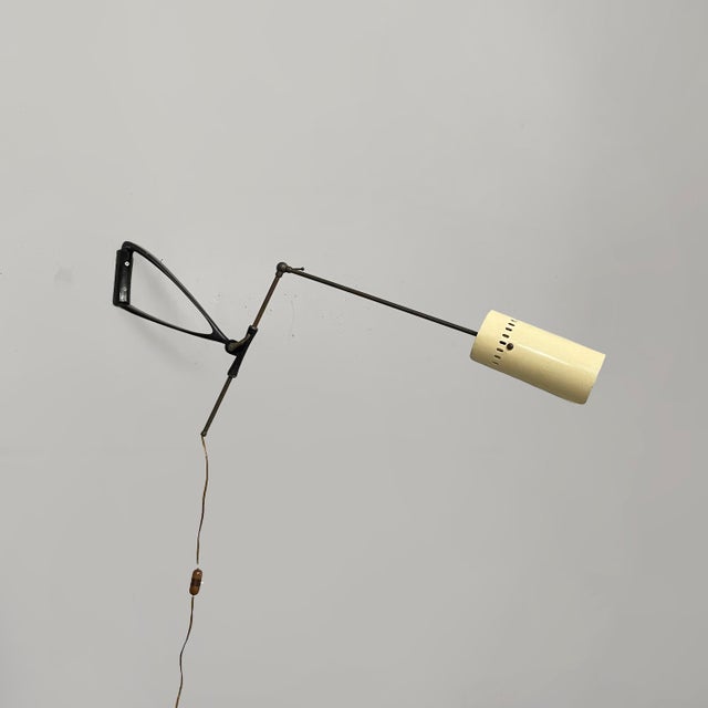 Mid-Century Modern Mid-Century Modern Italian Adjustable Wall Lamp in Metal and Brass, 1950s For Sale - Image 3 of 18
