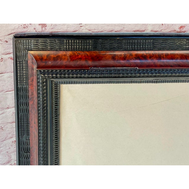 Large Italian Ebonized and Faux Tortoise Framed Mirror For Sale - Image 11 of 16