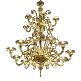 Modern Champagne Venetian “Curls” Murano Glass Chandelier For Sale