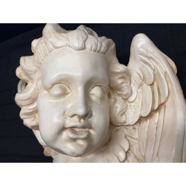 Wall Mount Sculpture: Left Facing Angel/Cherub/Putti, Heavy 3-D Hanging Wall Gallery Decor A Victorian Angel, Classical...