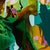 Sabor a miel by Jessica Oliveras | Oil Painting of a woman in a green shawl with abstract elements For Sale - Image 4 of 5