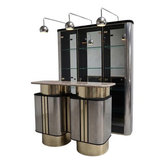 Brass and Chrome Bar, 1980s, Set of 2 For Sale