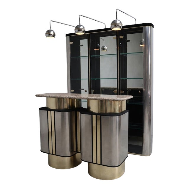 Brass and Chrome Bar, 1980s, Set of 2 For Sale