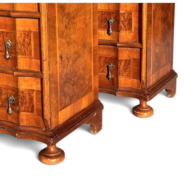 Pair of Burl Walnut Serpentine Chests For Sale In Chicago - Image 6 of 9