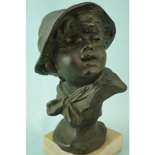 19th Century Bronze Bust Sculpture of a Peasant Child on a Marble Base by Francesco Paolo Michetti For Sale - Image 16 of 18