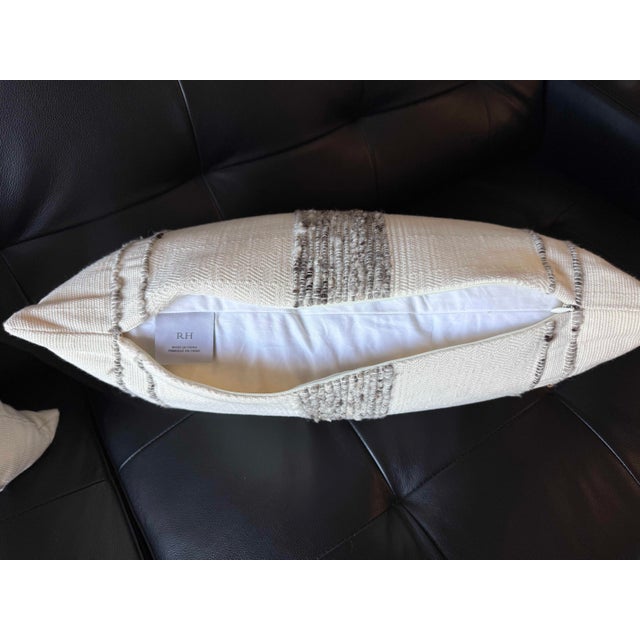 Restoration Hardware Pair of Rh Restoration Hardware Textured Woven Lumbar Pillows With Down Inserts For Sale - Image 4 of 6