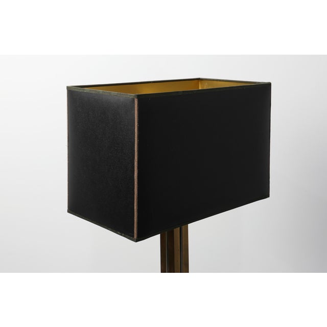 Brass Table Lamp with Black Rectangular Shade from Deknudt, Belgium, 1970s For Sale - Image 6 of 12