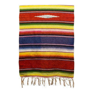 Mid Twentieth Century Southwest Style Small Hand Loomed Wool Sarape For Sale
