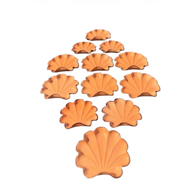 Vintage Italian Costal Clam Shell Extra Large Plates Hand Painted - Set of 12 For Sale - Image 12 of 12