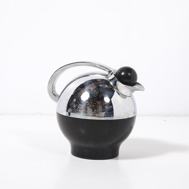 Art Deco "Spherical Miracle" Chrome & Bakelite Thermos Bottles by Raymond Loewy For Sale - Image 9 of 16